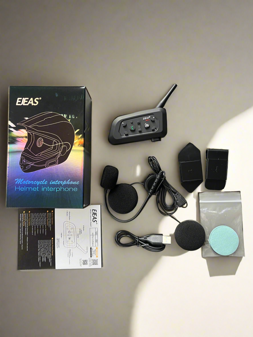 EJEAS V6 Pro Helmet Intercom Communication System (Best intercom under 5k )V6 Motorcycle Bluetooth On Ear Headphones Connect Up to Riders 1200M V6