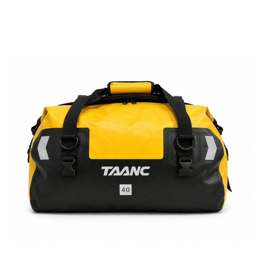 TAANC 40L Waterproof Motorcycle Tail Bag for Bike Touring, Adventure Riding, Camping & Travel | Universal Rear Seat Luggage | Terra Series | Yellow Black