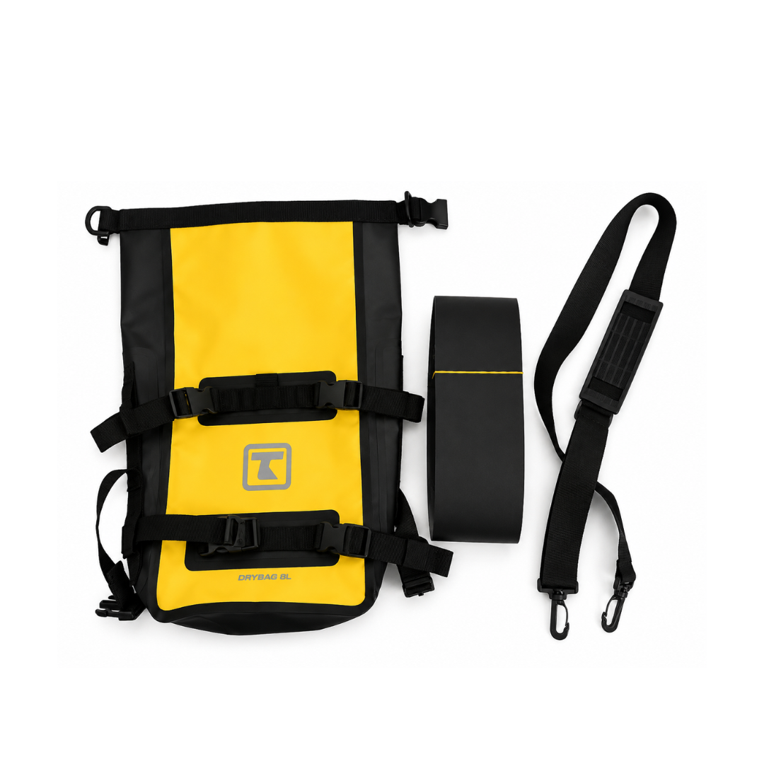 TAANC Terra Series Multi Use Adventure Bag 8L – Waterproof Motorcycle Crash Bar / Tail / Rear Rack Bag Yellow Black