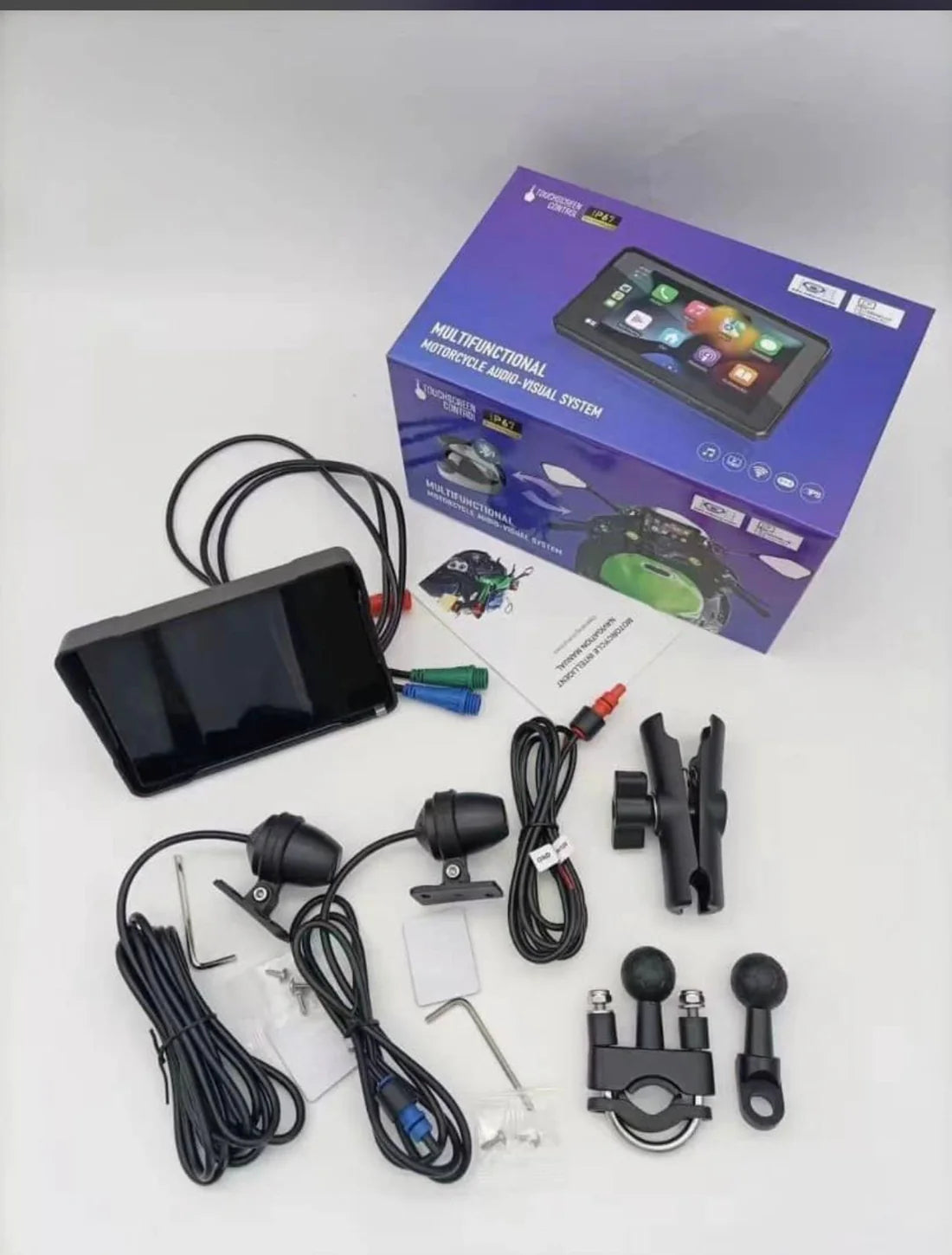 Wireless Motorcycle Carplay | 5 Inch | Ipx7 Waterproof | Gps Navigator with ( 2 Hd Cameras ) | Motorcycle Gps Tracker | 1024*600 | Dual recording System - for all Motorcycles