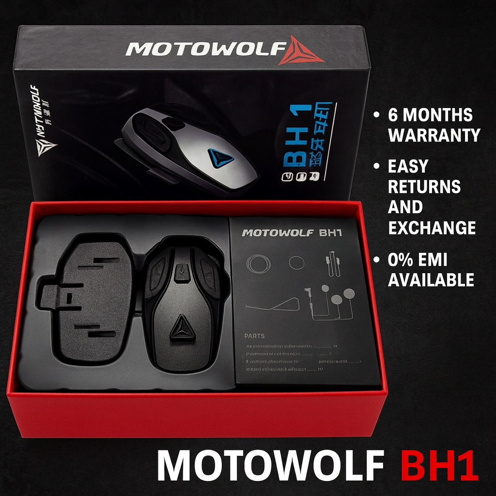 MOTOWOLF BH1 Motorcycle Helmet Headset Bluetooth Headset for Full Face Helmet (Hard Microphone) – Advanced Motorcycle Communication | 6 MONTHS WARRANTY