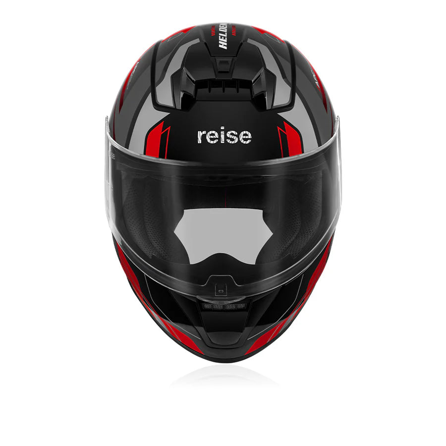 Reise Helden Full Face Riding Helmet | ISI/DOT/ECE Certified | European Design | Bluetooth Ready | Polycarbonate Shell - Red / Black Gloss