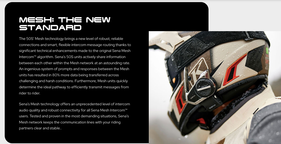 SENA 50S Mesh Intercom Headset with Premium SOUND BY Harman Kardon Single Pack