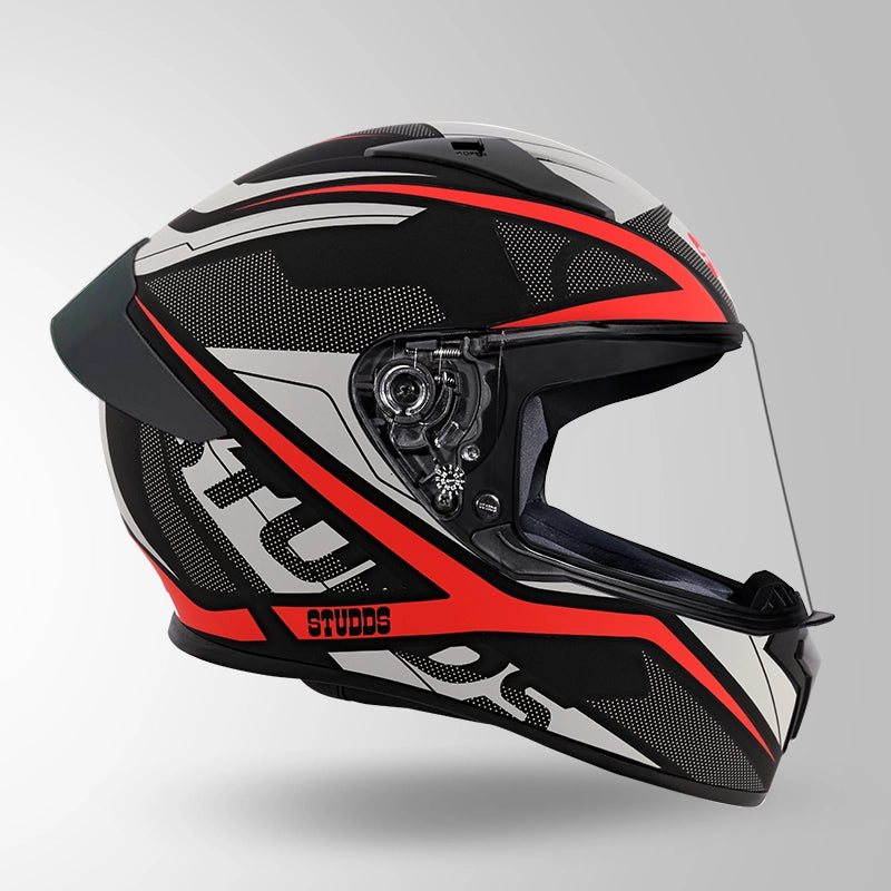 STUDDS THUNDER D1 LIGHTVOLT DECOR BLACK RED ORANGE FULL FACE