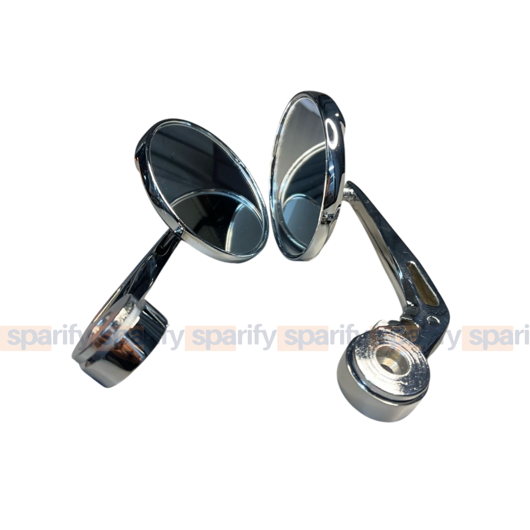 BAR END SIDE MIRRORS – CHROME SET OF -2 (ROYAL ENFIELD) COMPATIBLE FOR GT 650 / INTERCEPTOR 650 / HUNTER 350 / SUPER METEOR 650 / CLASSIC 350 / REBORN / METEOR 350