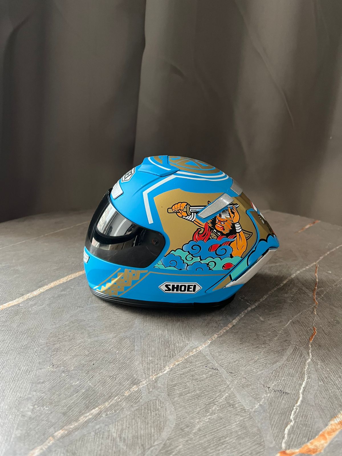 SHOEI blue gold Creative Motorcycle Miniature helmet SPARIFY SHOEI blue gold Creative Motorcycle Miniature helmet SPARIFY