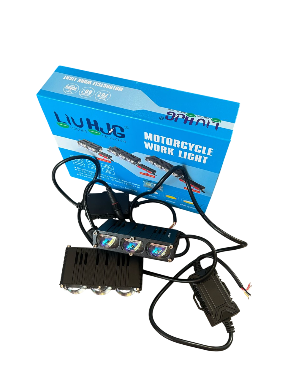 LIU HJG Waymaker |3 LED SLIM *2 | Dual Colour Fog Lights | Mini Drive Light Version 4 With Red Devil Eye | With Canbus wiring | Easy Install for Cars and Motorcycles | 135w * 2 | Auxiliary lights