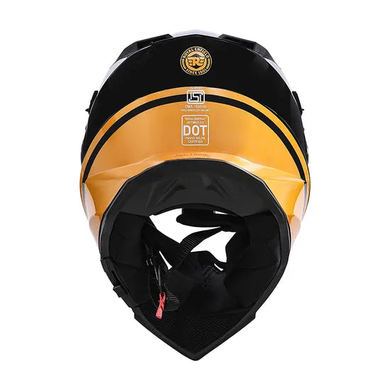 ROYAL ENFIELD OFF ROADING MOTO CROSS OPTIMUS DUAL SPORT HELMET - BLACK & GOLD
