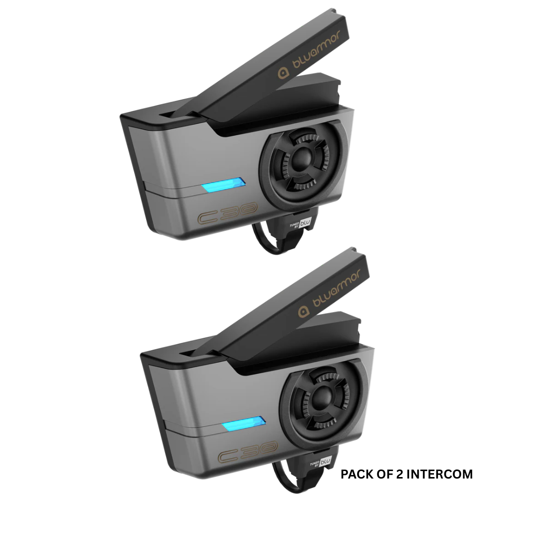 BluArmor C30 Mesh Intercom Bluetooth communication System | Compatible for all helmets | 1 YEAR WARRANTY