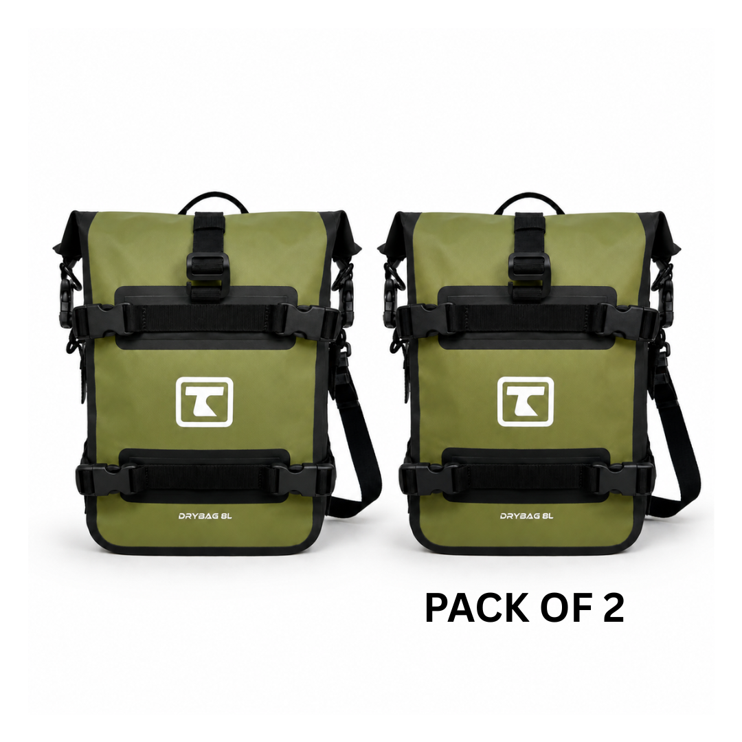TAANC Terra Series Multi Use Adventure Bag 8L – Waterproof Motorcycle Crash Bar / Tail / Rear Rack Bag Green Black