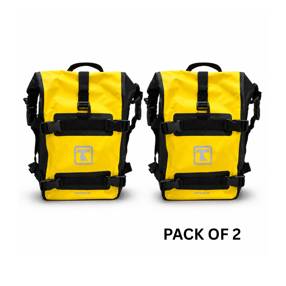 TAANC Terra Series Multi Use Adventure Bag 8L – Waterproof Motorcycle Crash Bar / Tail / Rear Rack Bag Yellow Black