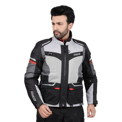 Raida Rover 2 Touring Motorcycle Jacket | Lightest in Its Class | CE Level 2 Armoured | Hydration Bladder Compatible | Waterproof Rain & Thermal Liners included - GREY