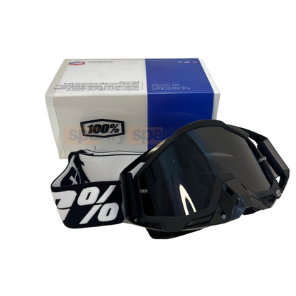100% | Motocross & mountain biking Goggles | Full black with black tint - 1 YEAR WARRANTY
