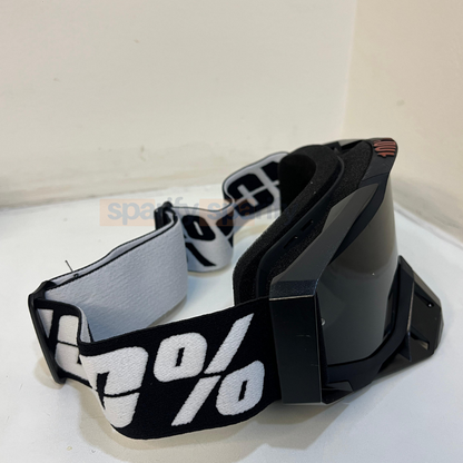 100% | Motocross & mountain biking Goggles | Full black with black tint - 1 YEAR WARRANTY
