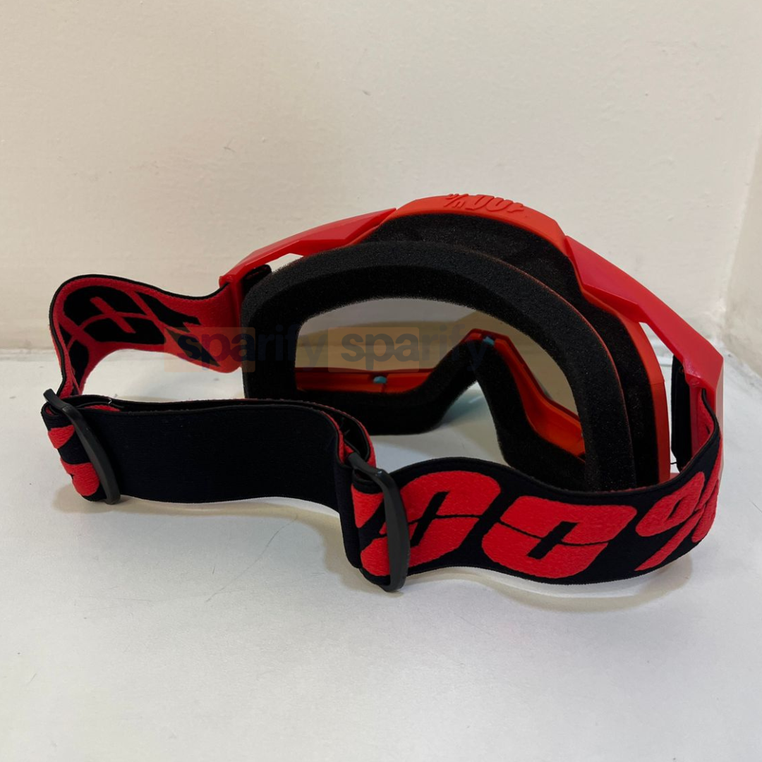 100% | Motocross & mountain biking Goggles|  Red Black ( blue nose ) blue tinted - 1 YEAR WARRANTY