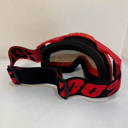 100% | Motocross & mountain biking Goggles|  Red Black ( blue nose ) blue tinted - 1 YEAR WARRANTY