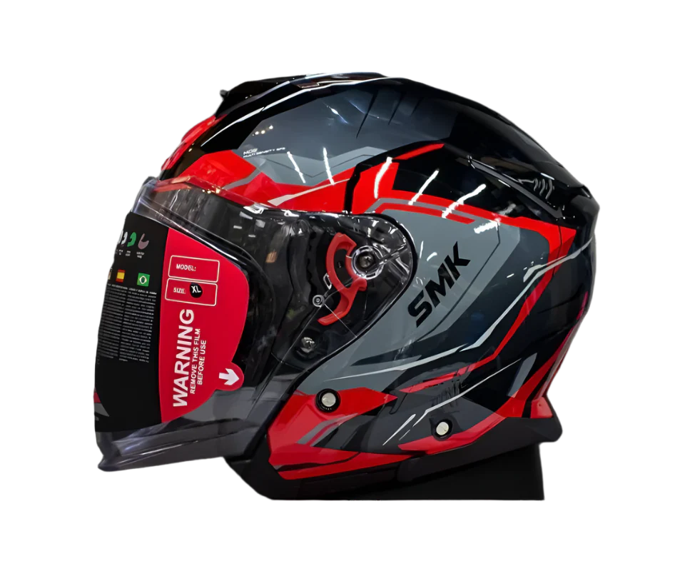 SMK GTJ Escape open face half helmet - Black Red Grey Gloss (GL236) helmet highlight 