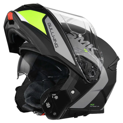SMK Helmets - Gullwing Kresto - Matt black green- Dual Visor Flip Up Helmet ( MA264 )