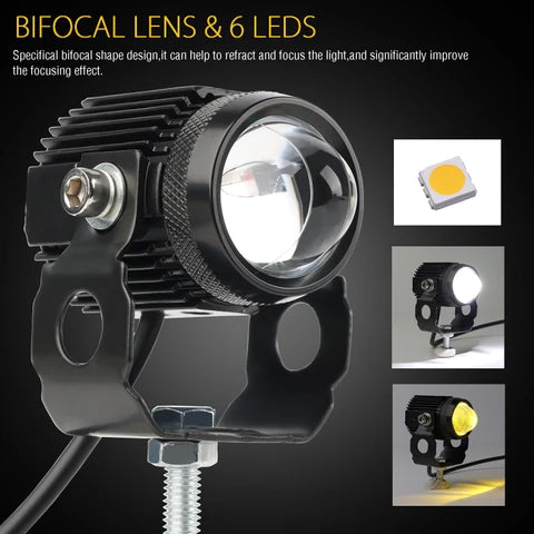 MB Mini Driving Fog Lights | 40W | Dual Colour For universal Motorcycle/Scooters/Cars/Jeeps |