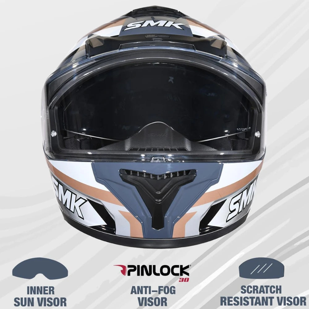 SMK Typhoon Freeride ISI ECE & DOT Certified Full Face Dual Visor Helmet for Men and Women with Pinlock Fitted Clear Visor and Inner Sun Visor ( GL627 helmet highlight 