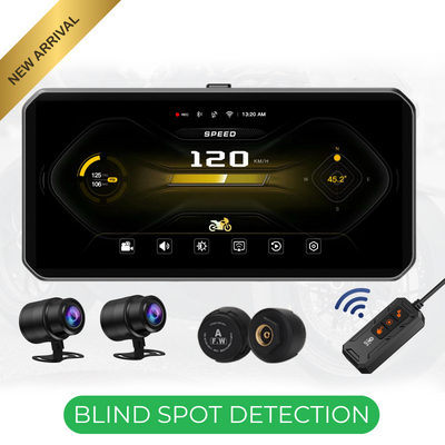 LBC Moto E3 Elite 6" Universal Motorcycle CarPlay Navigation Dashcam with BSD, TPMS & 1 Year Warranty