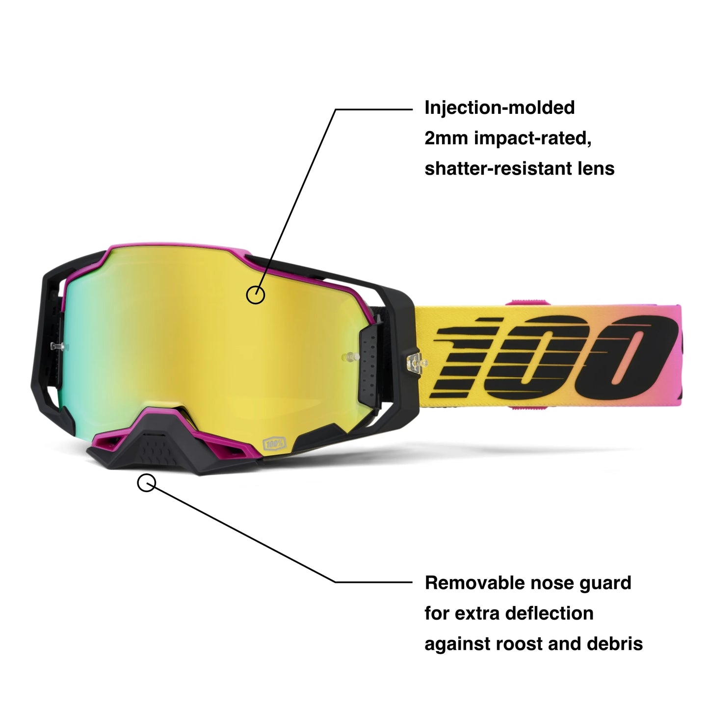 100 % AR MEGA Premium Protective Sport Goggles with Ultra HD Lens - BLACK RED TINTED