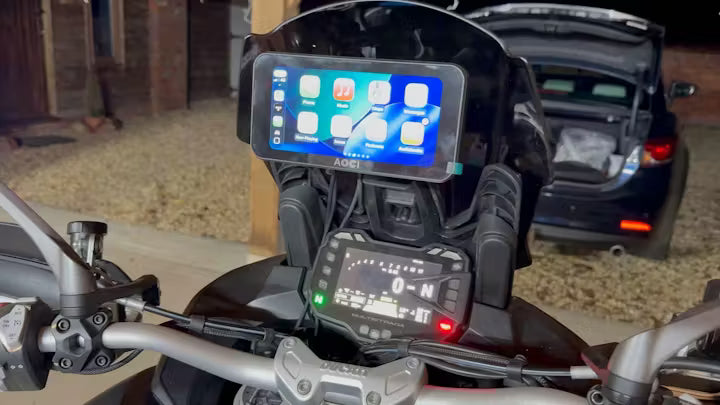 AOOCCI C6 PRO Motorcycle Dash Cam Front and Rear, 4K 1080P Dual Dash Motorcycle Camera with Wireless CarPlay and Android Auto, GPS & Emergency Lock, 140° Wide Angle, Wired Remote, IP67 Waterproof