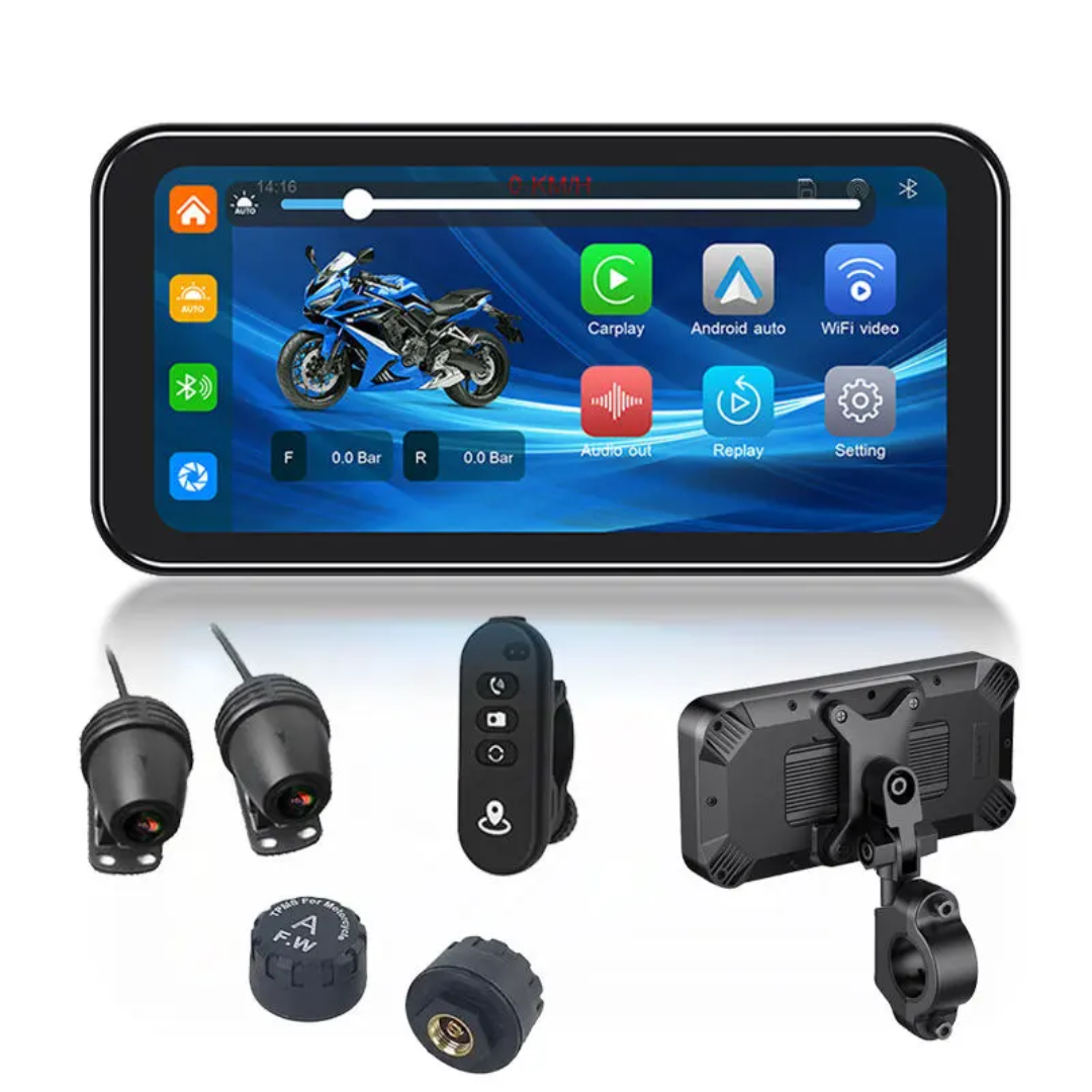 LBC Moto Universal Motorcycle Carplay  - S3 Elite 6" Dashcam Series, TPMS - 1 year warranty