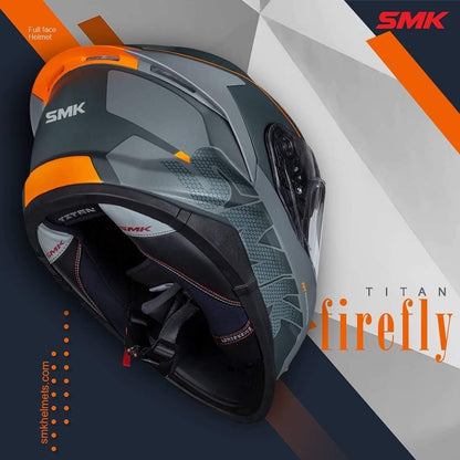 SMK Titan Firefly | Matt Grey black orange | ( MA667 ) Helmet