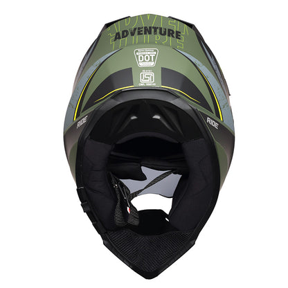 ROYAL ENFIELD OFF ROADING MOTO CROSS OPTIMUS DUAL SPORT HELMET - GREEN