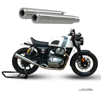 RE GT 650 / INTERCEPTOR 650 BE-10- "BASS MASTER" PERFORMANCE EXHAUST | Polish | RUSTFREE | 1 Year warranty - BARREL EXHAUST