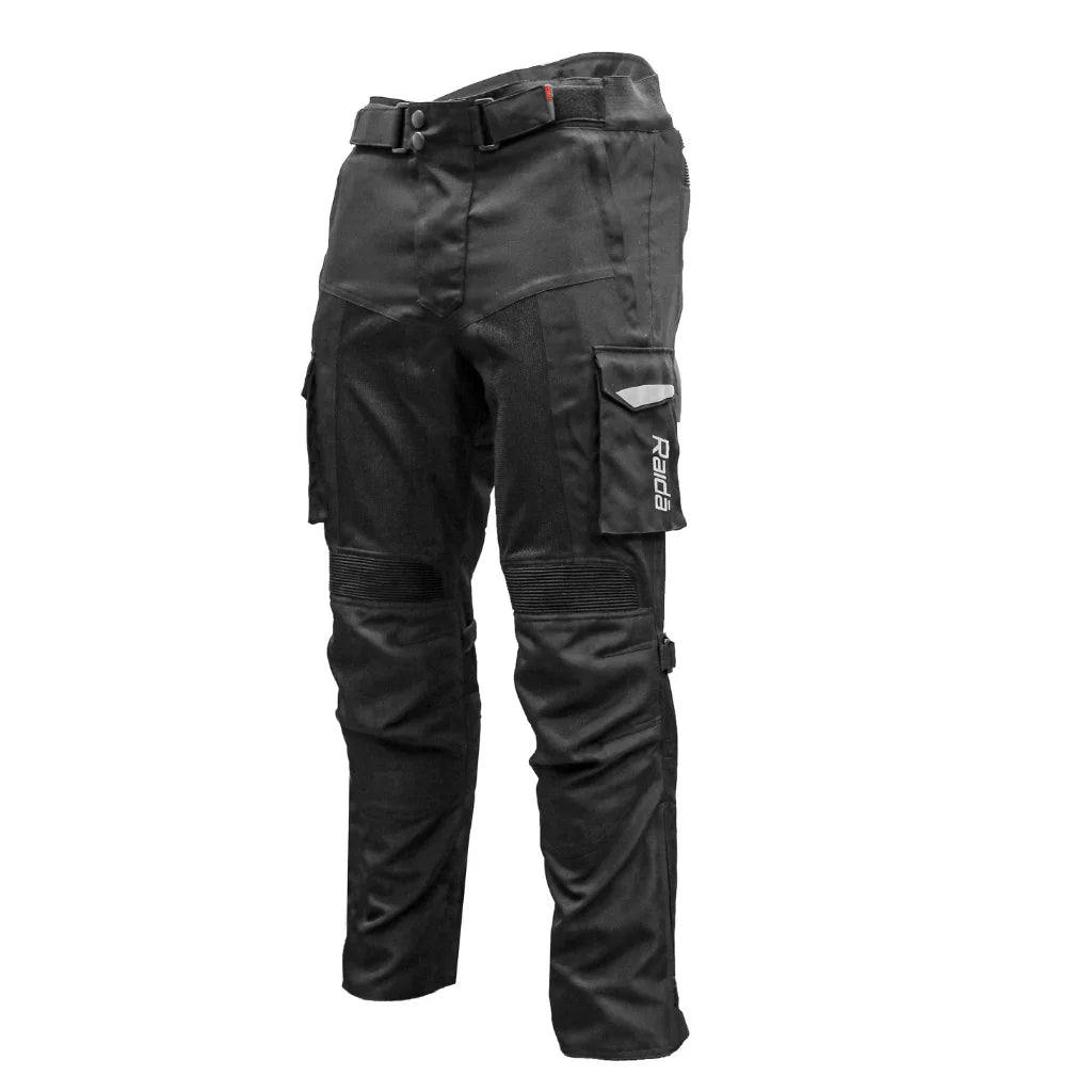 Raida Rover Motorcycle Riding Pant |Level 2 Protection | Cargo Pockets | Rain & Thermal Liner Included -  Black