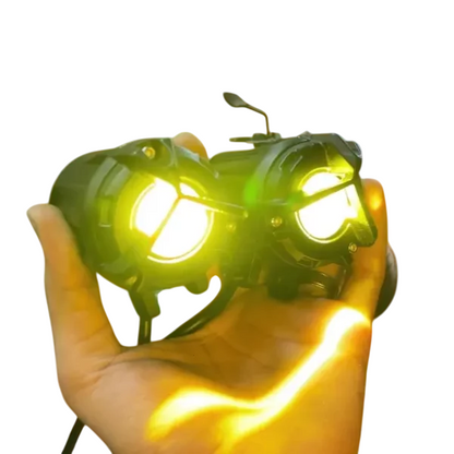 LIU HJG | Original 80W (Mini Mercedes Y Lens Ultra Wide LED Fog Lights – Dual Color White/Yellow, Pair with Harness, Switch and Flasher (pack of 2)