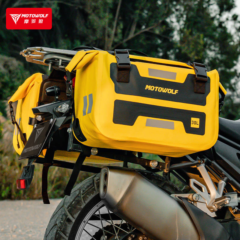 MOTOWOLF HYPERTOUR MDL0720 | 1 Pair | Waterproof Motorcycle Saddle Bags | 30 litres *2 side | Side Bags for Motorbike Travel - Yellow