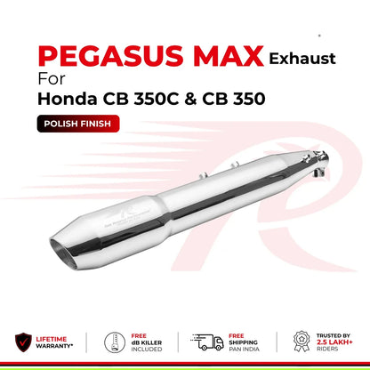 Pegasus Max Exhaust for Honda CB 350 & 350 C - Polish Finish | Red rooster Performance
