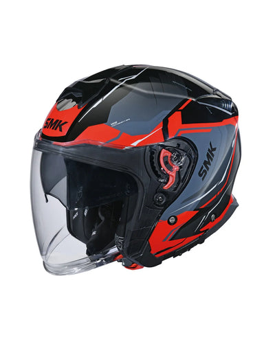 SMK GTJ Escape open face half helmet - Black Red Grey Matt (MA236)