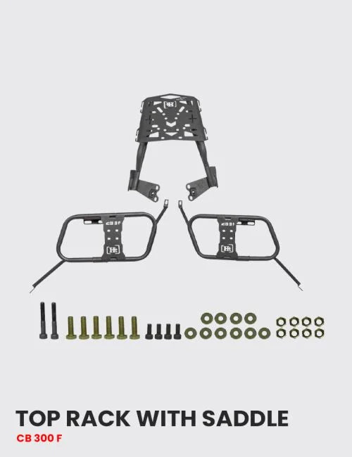 TOP RACK WITH SADDLE STAY FOR CB 300 F BLACK MATT – SB 715 / HT EXHAUST