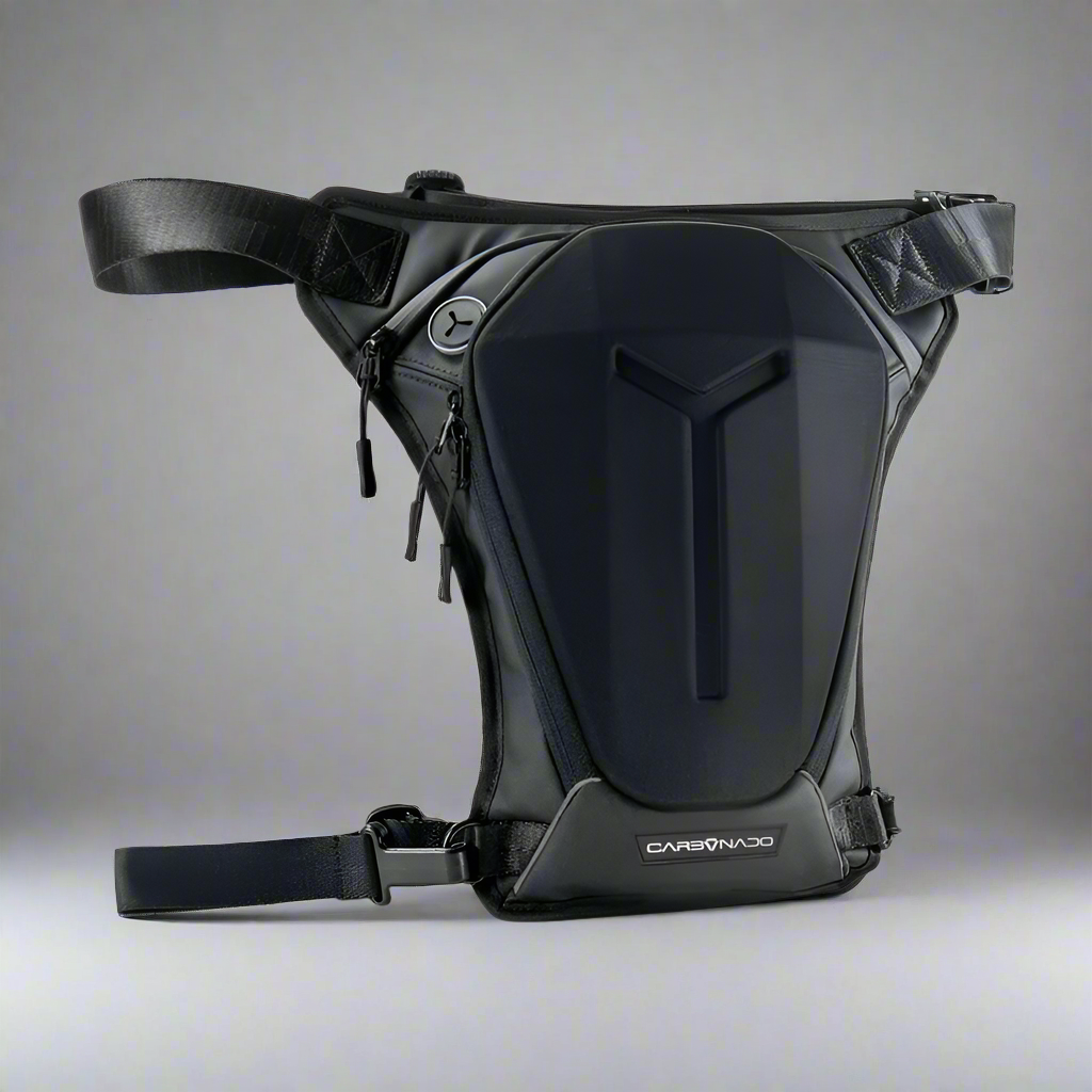 Carbonado Turtle Unisex Waist Bag | Multipurpose Utility Waist Pouch | Cross Body | Strap to Leg or Hip | for Motorcycling, Outdoor, Hiking, Adventure and Travel - BLACK