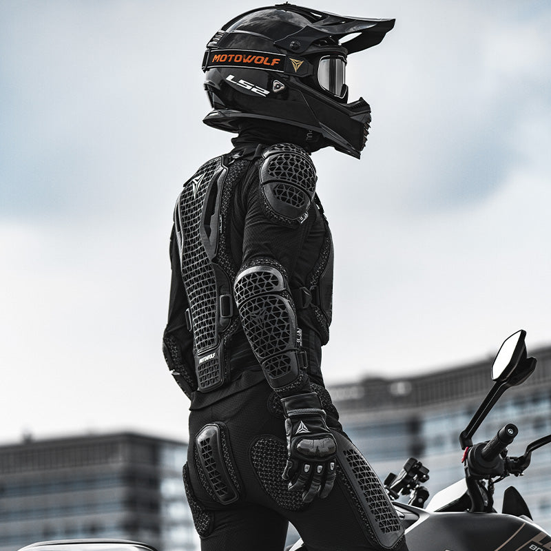 Motowolf PG1 Full Body Armor Set – Mesh Protective Jacket + Riding Pants with CE Level 1-2 Protection | Motorcycle Safety Gear Combo | Anti-Fall | Touring & Off-Road Riding | Black