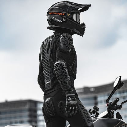 Motowolf PG1 Full Body Armor Set – Mesh Protective Jacket + Riding Pants with CE Level 1-2 Protection | Motorcycle Safety Gear Combo | Anti-Fall | Touring & Off-Road Riding | Black
