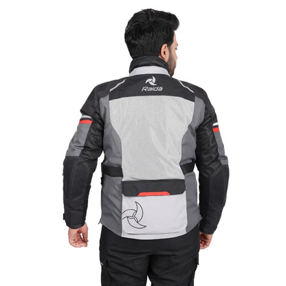 Raida Rover 2 Touring Motorcycle Jacket | Lightest in Its Class | CE Level 2 Armoured | Hydration Bladder Compatible | Waterproof Rain & Thermal Liners included - GREY