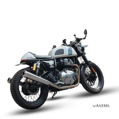 RE GT 650 / INTERCEPTOR 650 BE-10- "BASS MASTER" PERFORMANCE EXHAUST | Polish | RUSTFREE | 1 Year warranty - BARREL EXHAUST