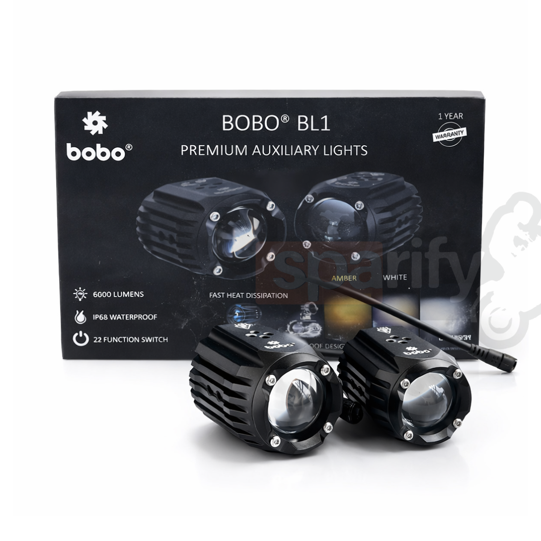 BOBO BL1 Premium Auxiliary LED Lights, IP68 Waterproof, 6000 Lumens, Dual Colour White/Amber, Multiple Flash Modes