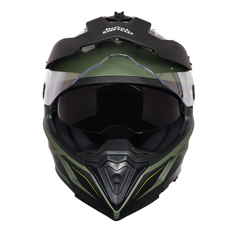 ROYAL ENFIELD OFF ROADING MOTO CROSS OPTIMUS DUAL SPORT HELMET - GREEN