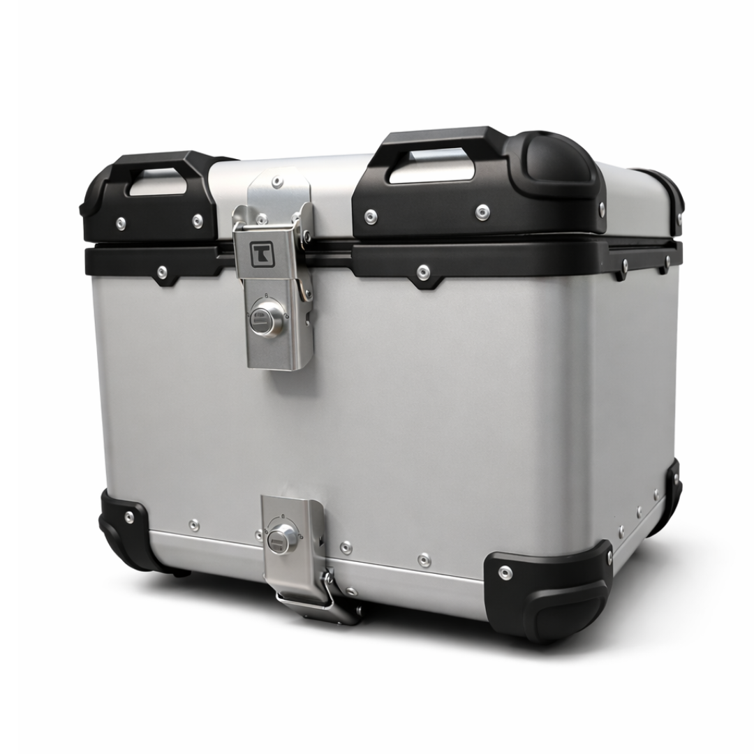 TAANC Urban Arc Top Box – Aero Silver | 45L Aluminium Motorcycle Storage Box with Rounded Design