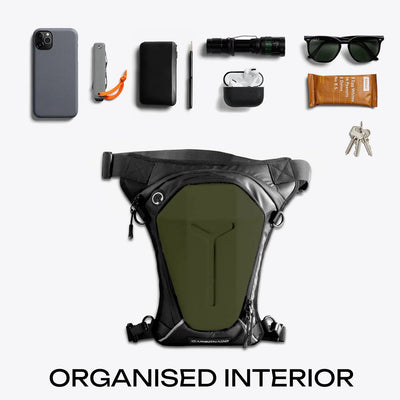 Carbonado Turtle Unisex Waist Bag | Multipurpose Utility Waist Pouch | Cross Body | Strap to Leg or Hip | for Motorcycling, Outdoor, Hiking, Adventure and Travel - GREEN