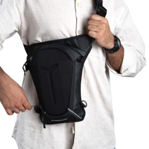 Carbonado Turtle Unisex Waist Bag | Multipurpose Utility Waist Pouch | Cross Body | Strap to Leg or Hip | for Motorcycling, Outdoor, Hiking, Adventure and Travel - BLACK