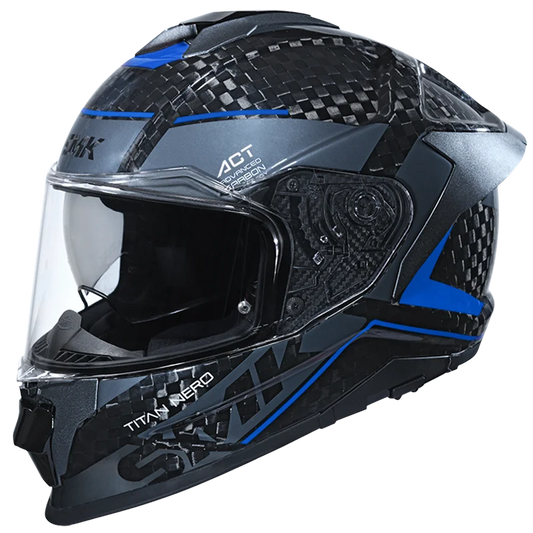 SMK Titan Carbon | Nero Carbon Black Blue Grey  | (GL256) Helmet
