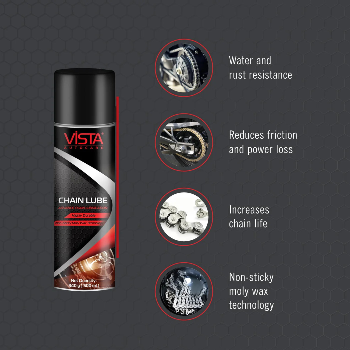 Vista Chain Lube 150ml | Bike Chain Lube | Chain Spray | Can be used for chain sprockets