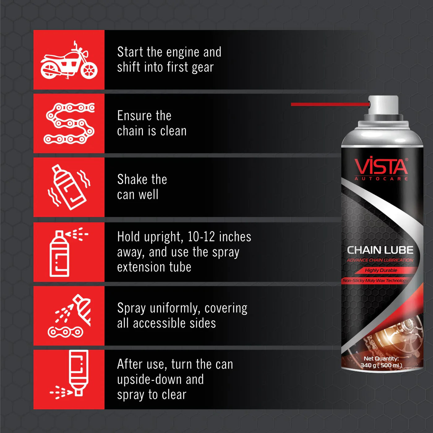 Vista Chain Lube 150ml | Bike Chain Lube | Chain Spray | Can be used for chain sprockets